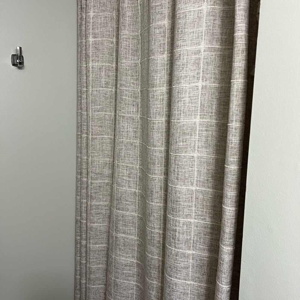 Woven fabric shower curtain
